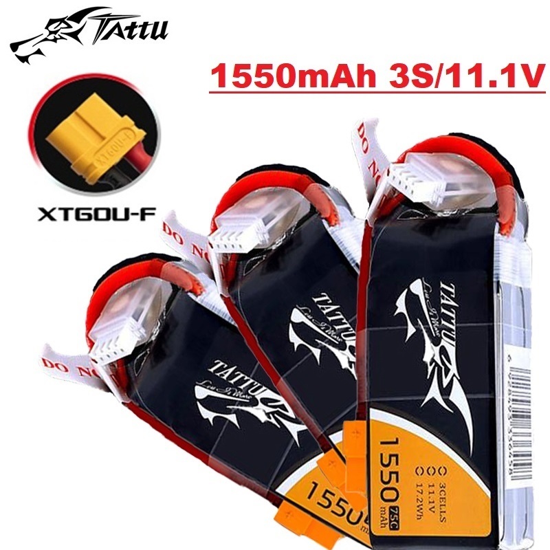 Drone Rc Link - Tattu-ドローン用バッテリー,rcopterリモートコントロールドローン用,fpvレーシング,xt60プラグ,11.1v,ドローン用バッテリー,1550mah,75c,3s