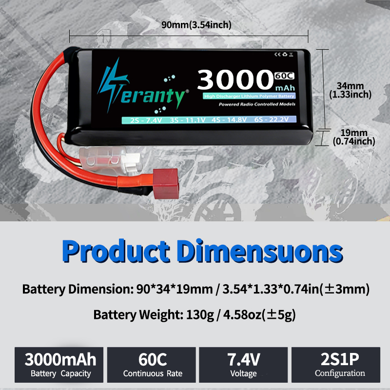 TERANTY 2S 3000mAhリポバッテリー 7.4V - Drone Rc Link のレビューと価格