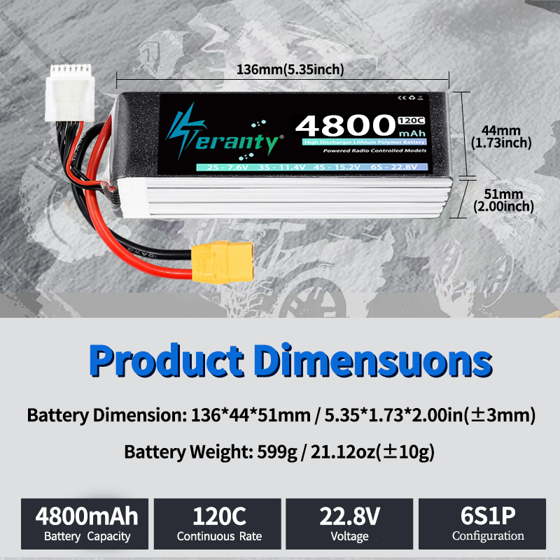 TERANTY 6S 4800mAh リポバッテリー 22. - Drone Rc Link のレビューと価格