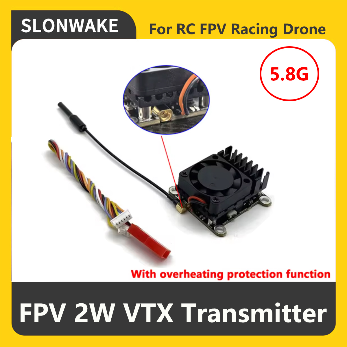 SLONWAKE 5.8G 2000mW FPV VTX ト - Drone Rc Receiver And Transmitter のレビューと価格
