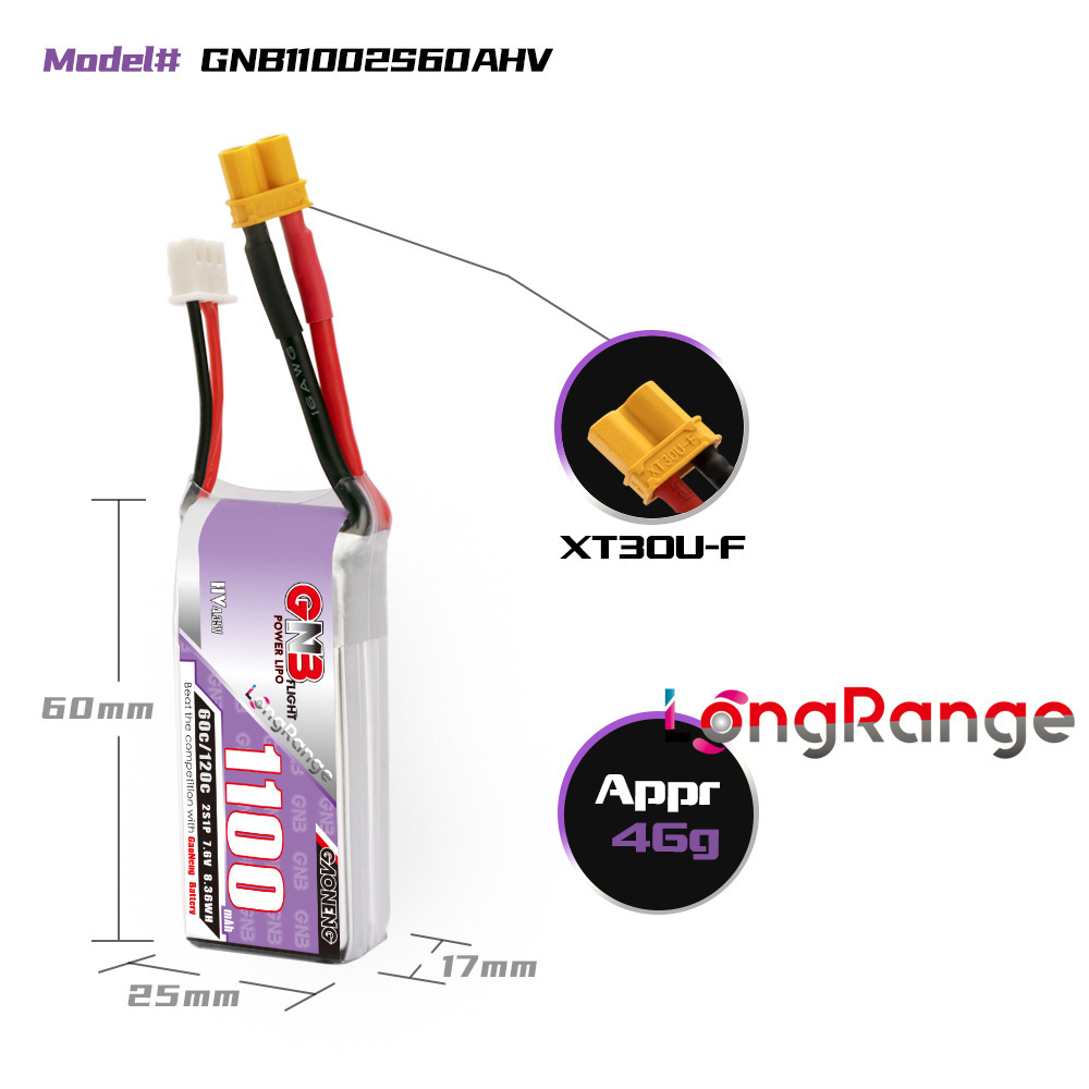 GNB 1100mAh 2S 3S 4S 6S 60C/12 - Drone Rc Link のレビューと価格