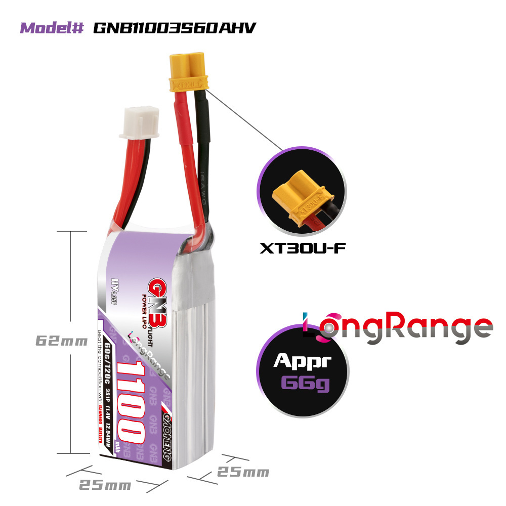 GNB 1100mAh 2S 3S 4S 6S 60C/12 - Drone Rc Link のレビューと価格